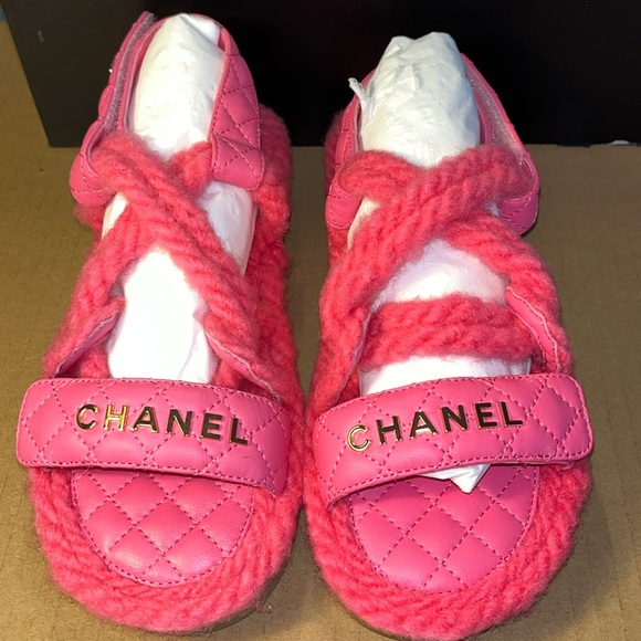 Authentic Chanel Cord Strings Lambskin sandals size 35 - Picture 10 of 12